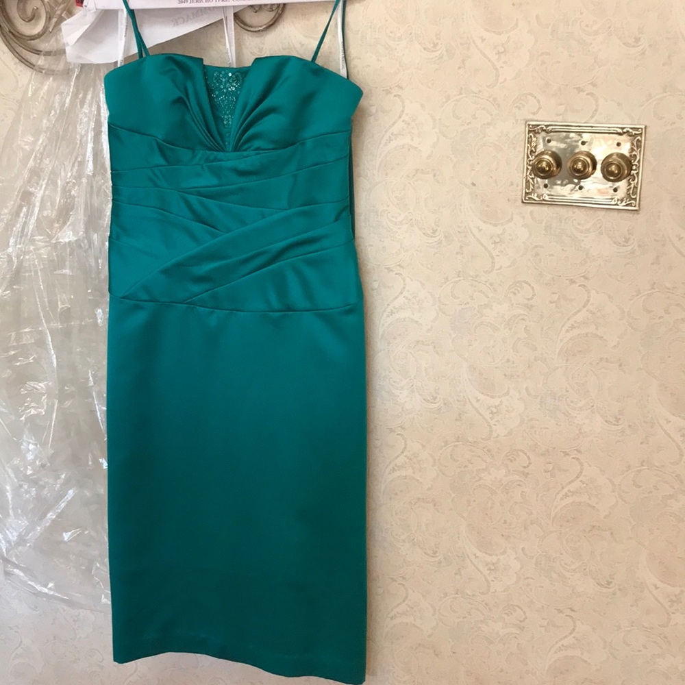 long teal green dress